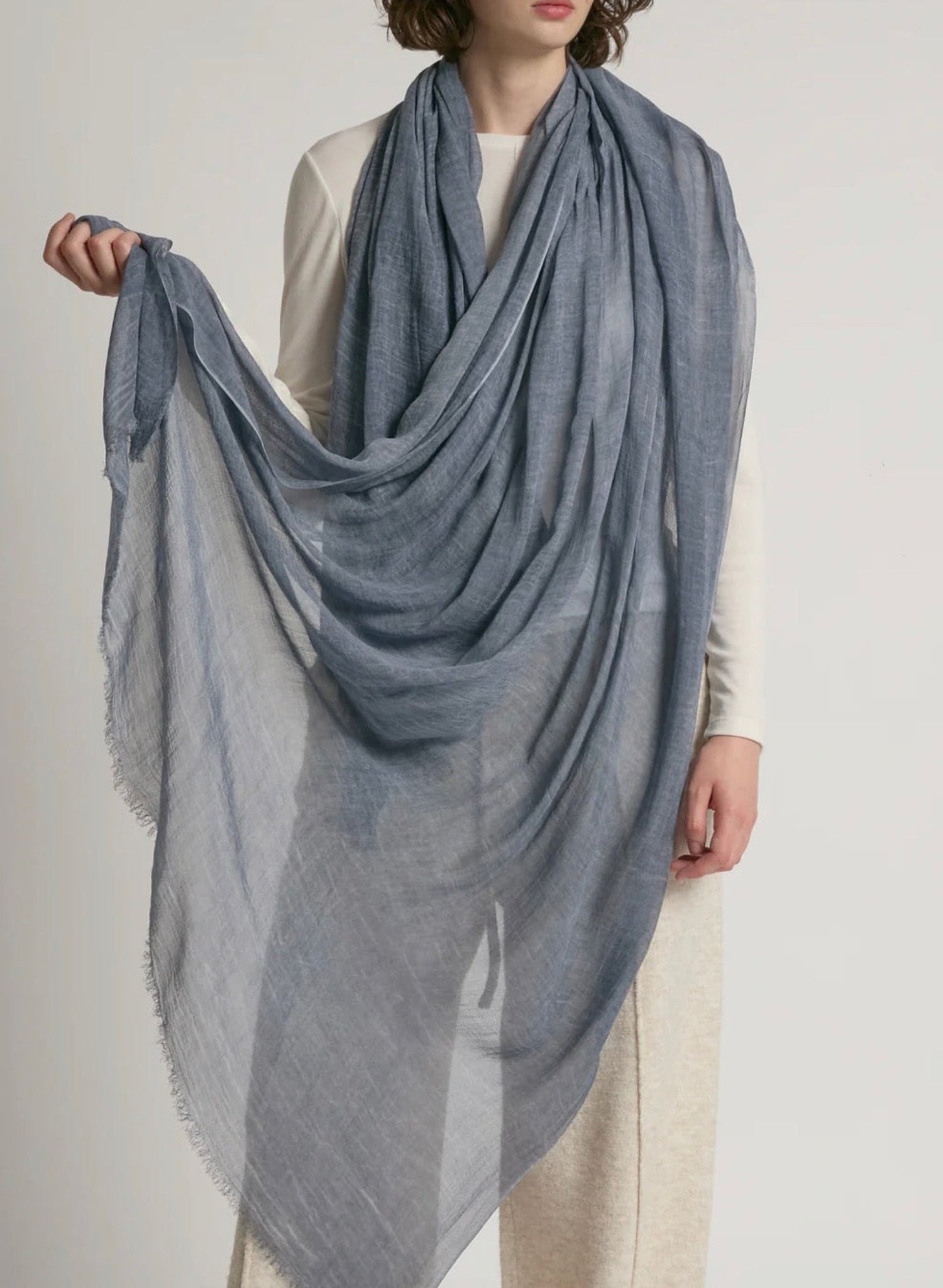 Sheer Long Scarf - Denim - Meg