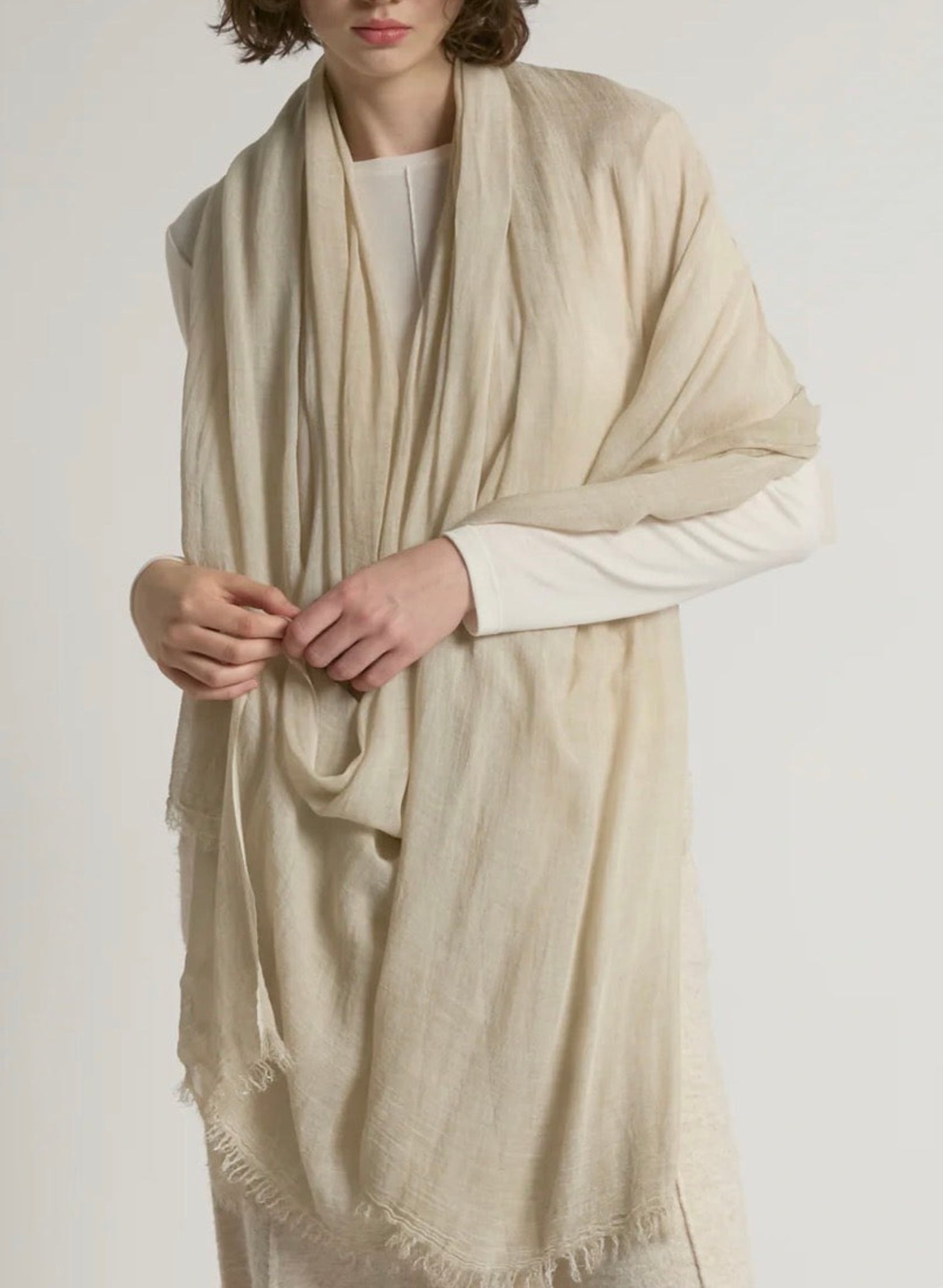 Sheer Long Scarf - Oatmeal - Meg