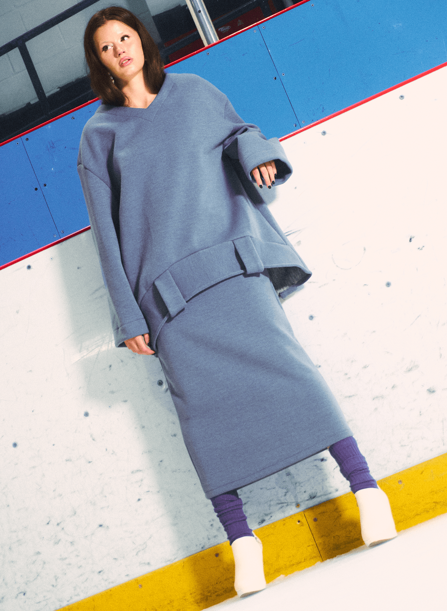 Skating V-Neck Sweater - Blue (PRE-ORDER) - Meg