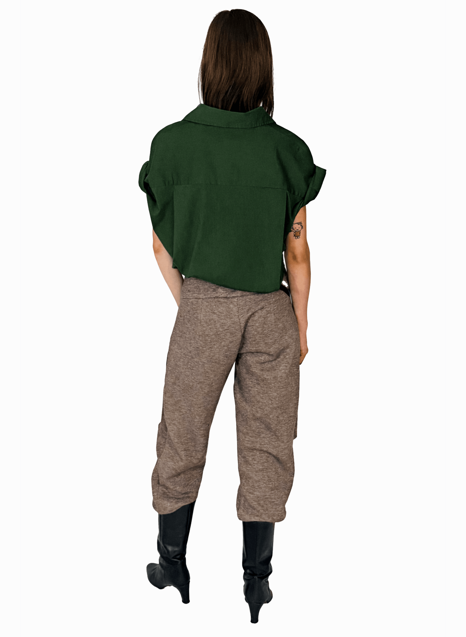 Sleeveless Boyfriend Shirt - Army - Meg