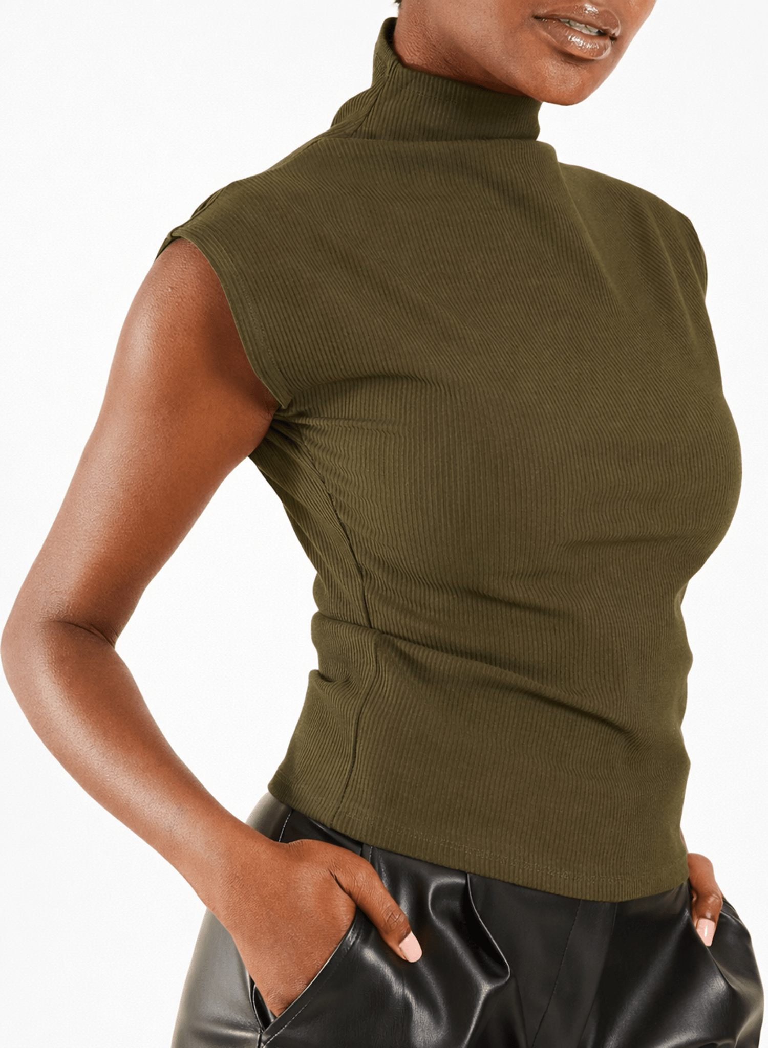 Sleeveless Skinny Top - Olive - Meg
