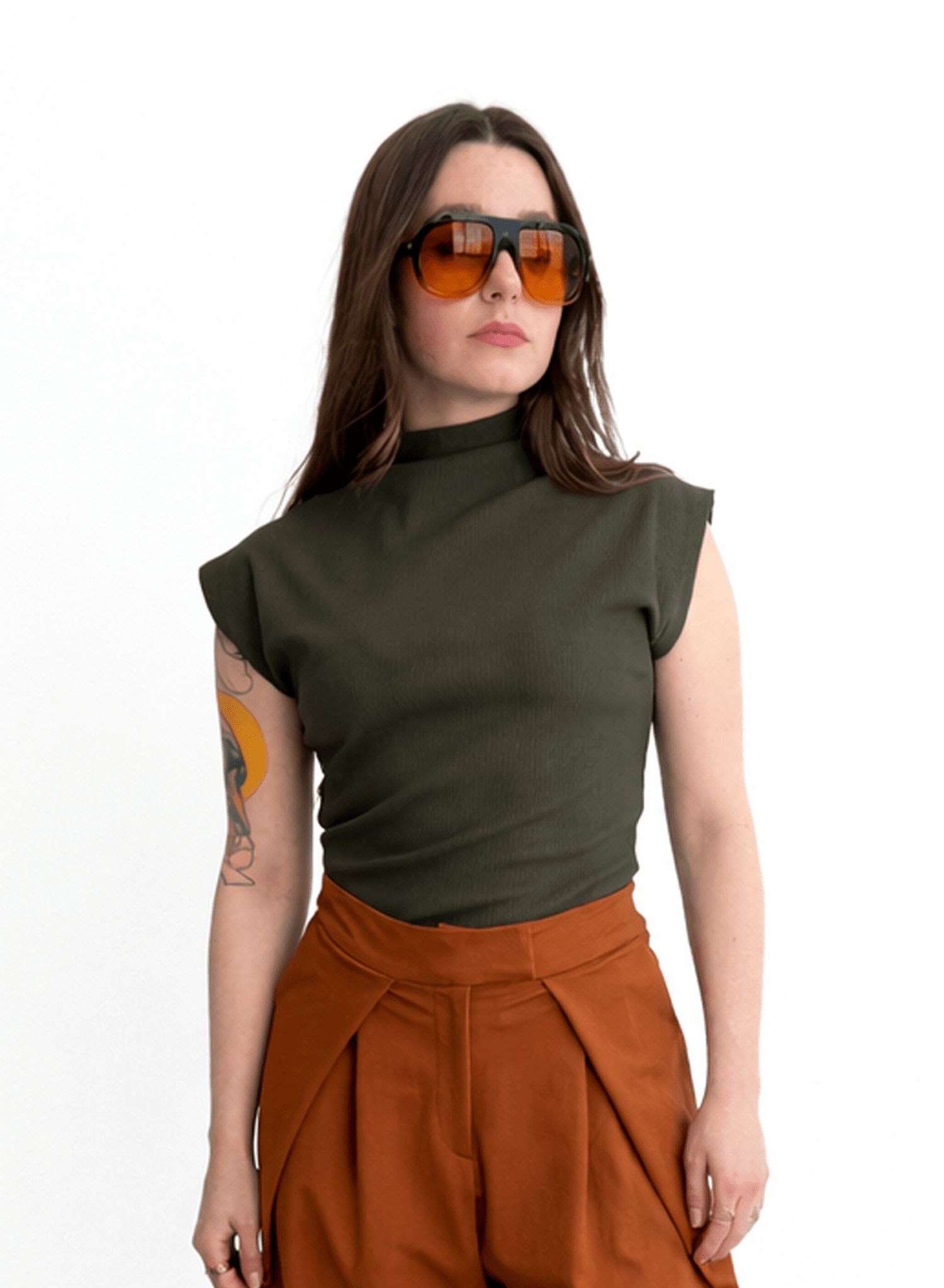 Sleeveless Skinny Top - Olive - Meg
