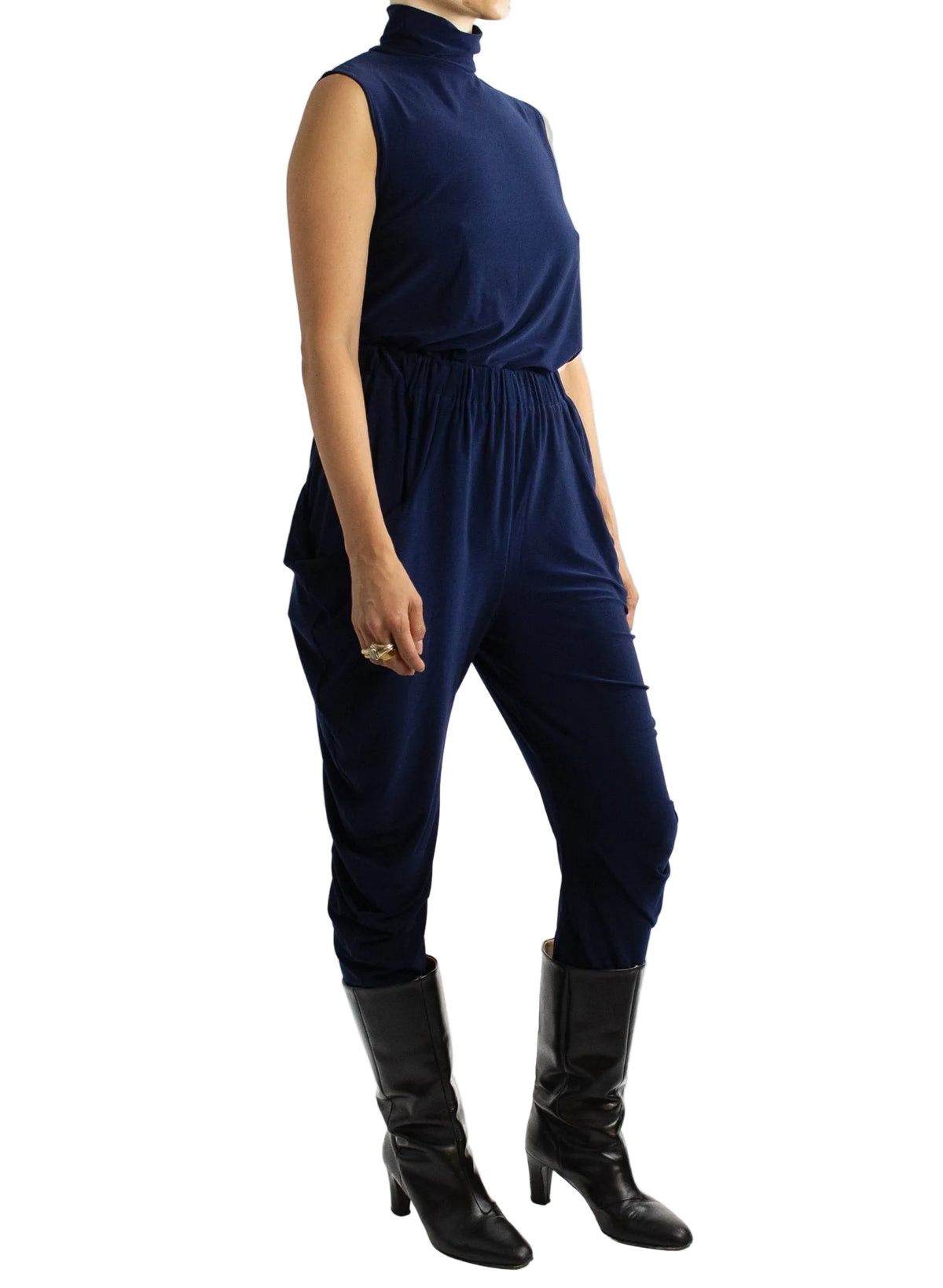 Sleeveless Turtleneck Top - Navy - Meg