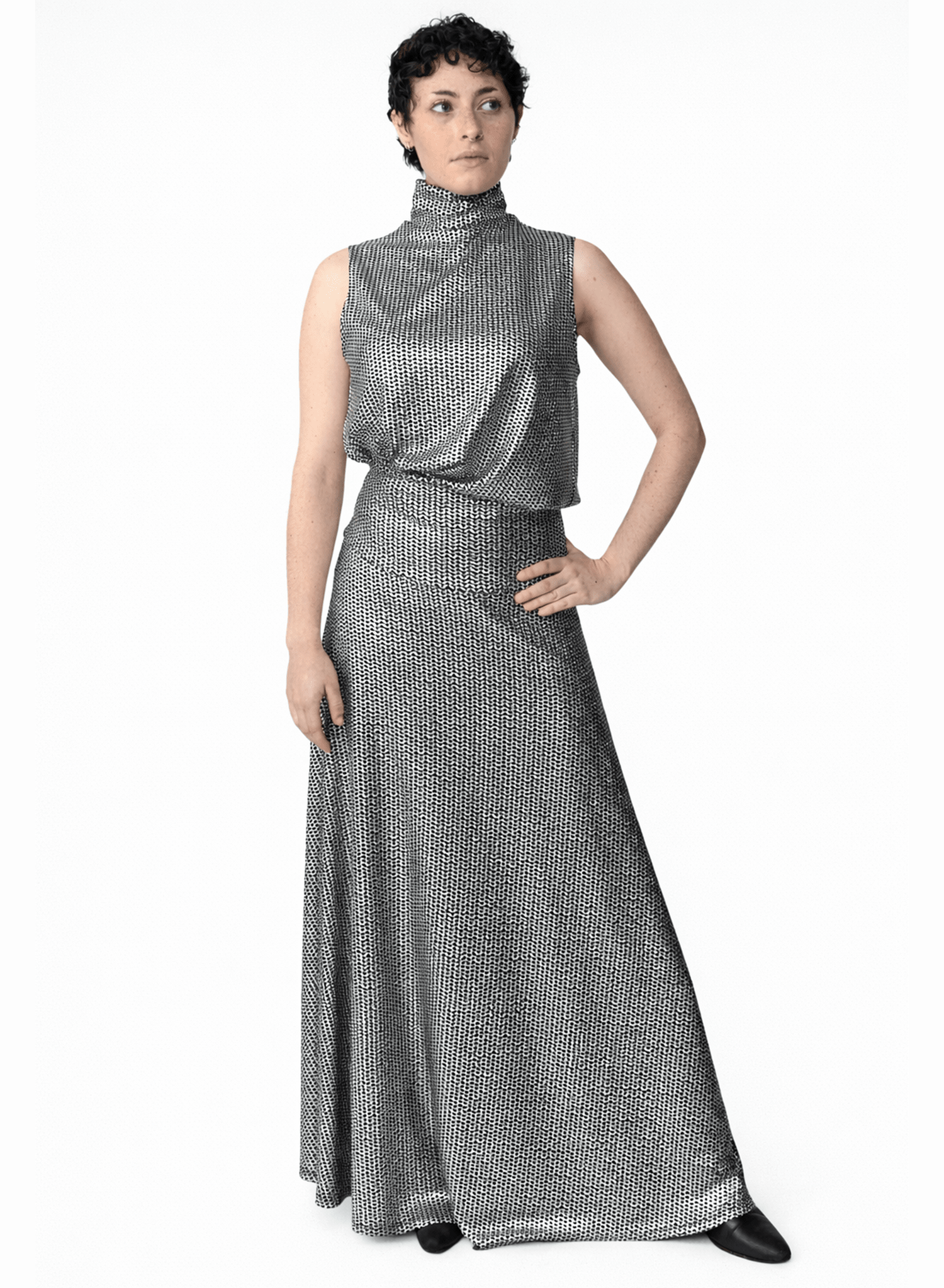 Sleeveless Turtleneck Top - Silver - Meg