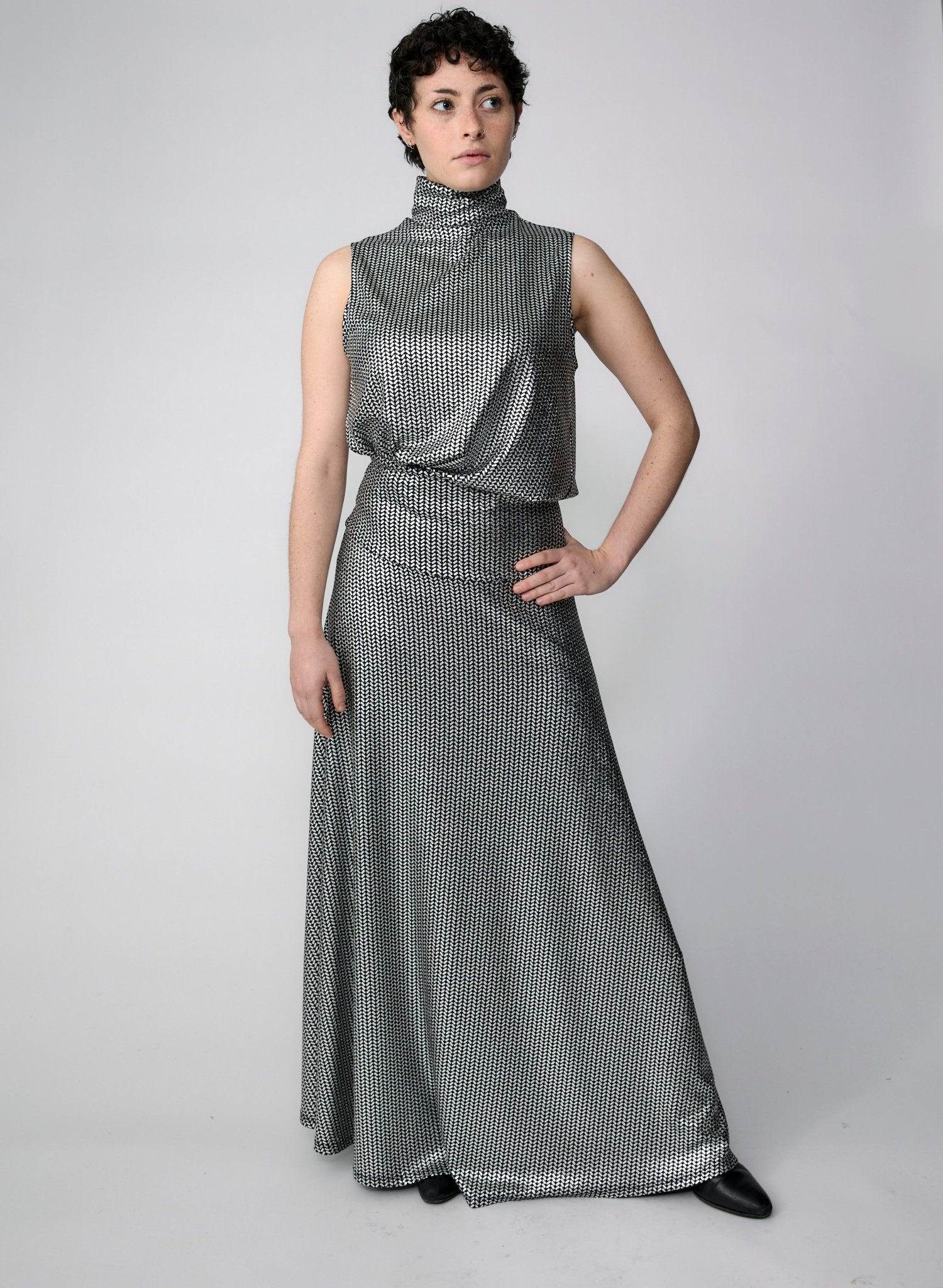 Sleeveless Turtleneck Top - Silver - Meg