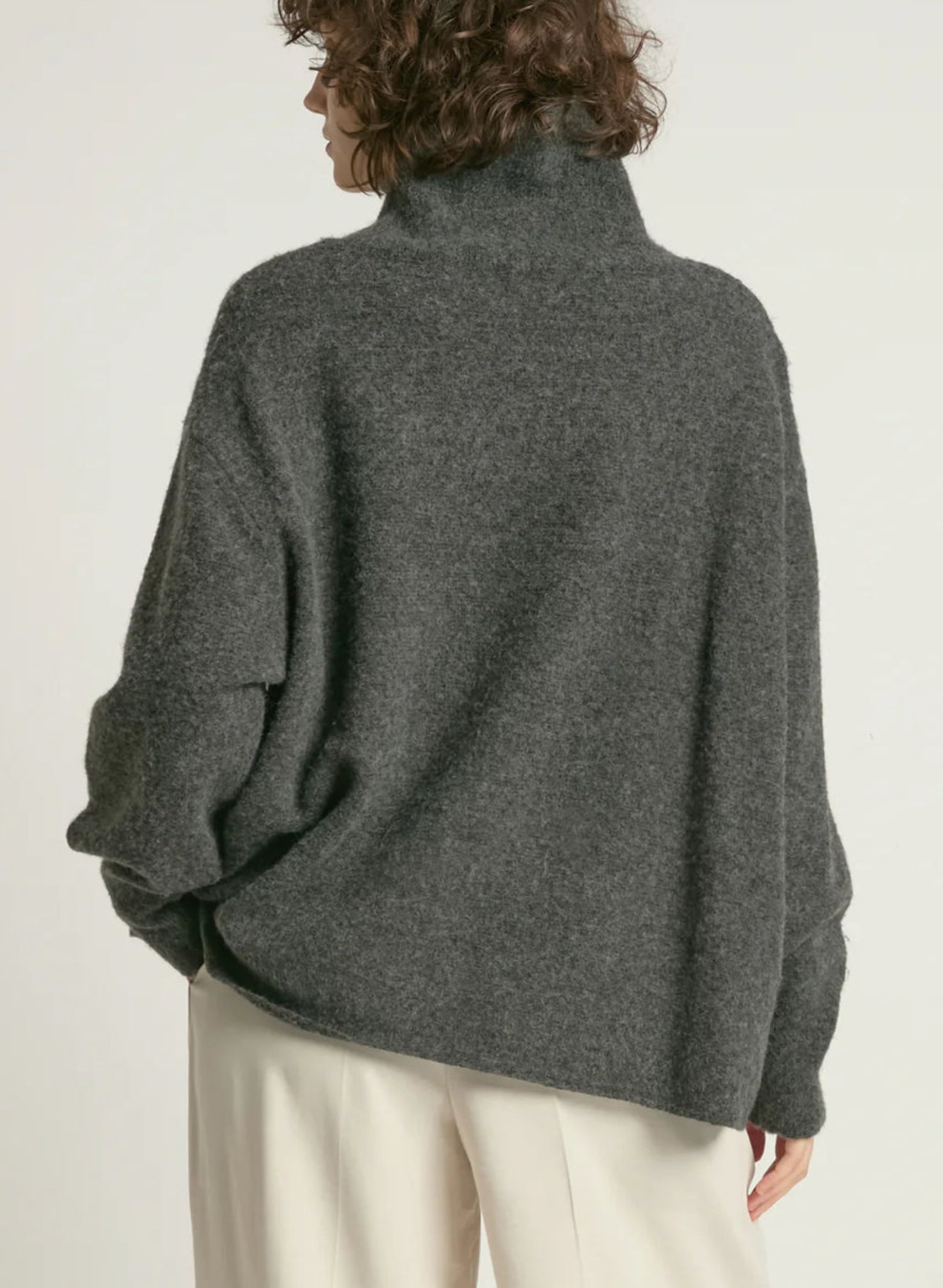 Slouchy oversized charcoal grey turtleneck sweater pullover
