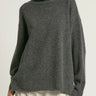 Slouchy oversized charcoal grey turtleneck sweater pullover