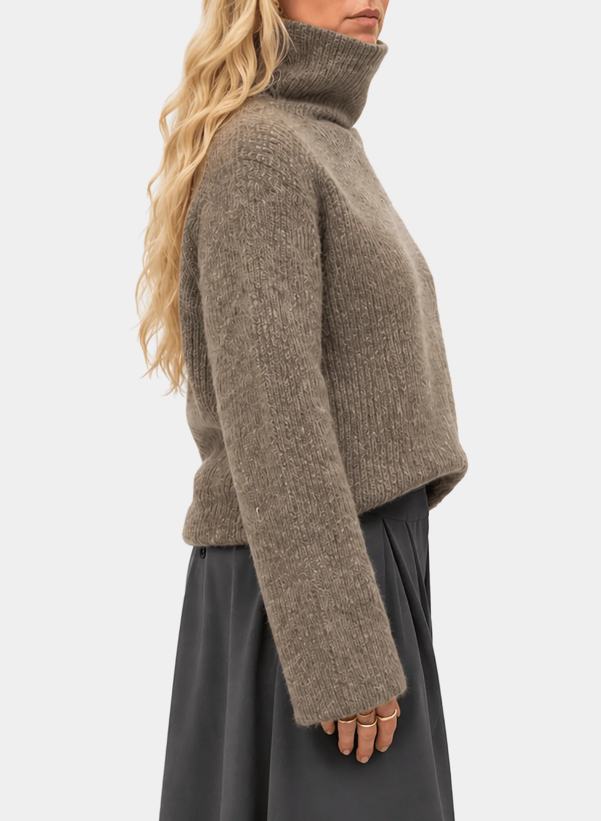 Soft Funnel Neck Sweater - Fawn - Meg
