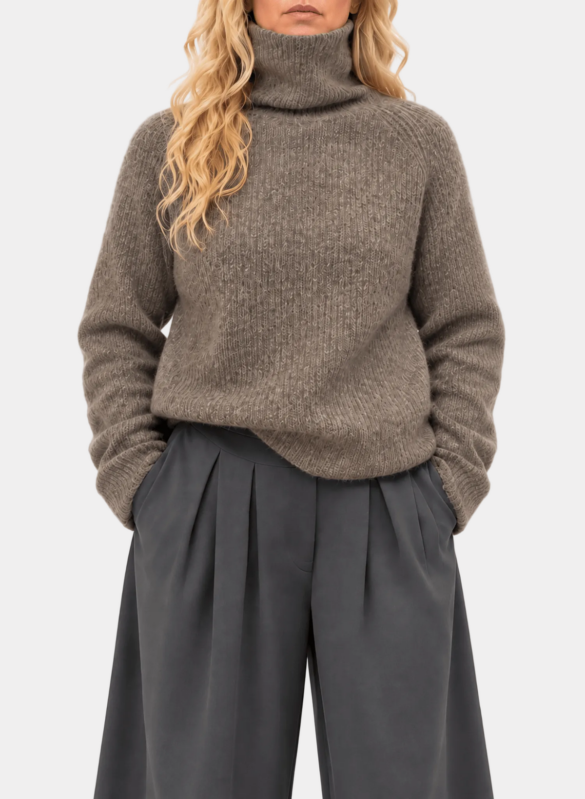 Soft Funnel Neck Sweater - Fawn - Meg