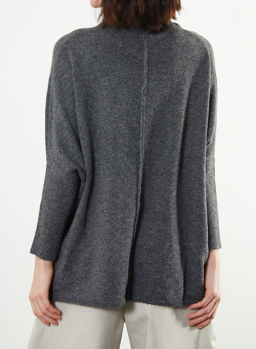 Soft Seamed Turtleneck Sweater - Charcoal - Meg