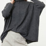 Soft Seamed Turtleneck Sweater - Charcoal - Meg