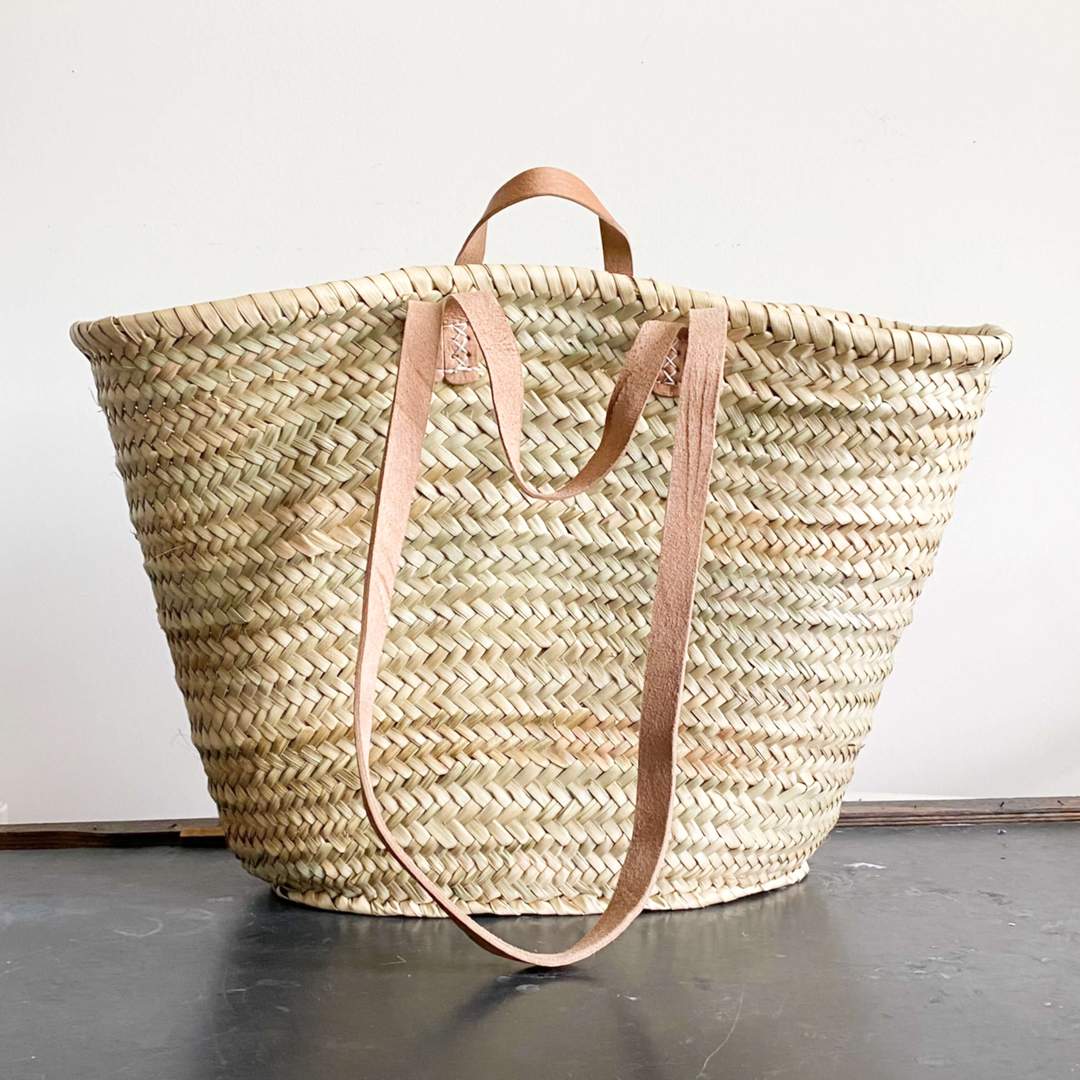Straw Bag with Leather Handles - Meg