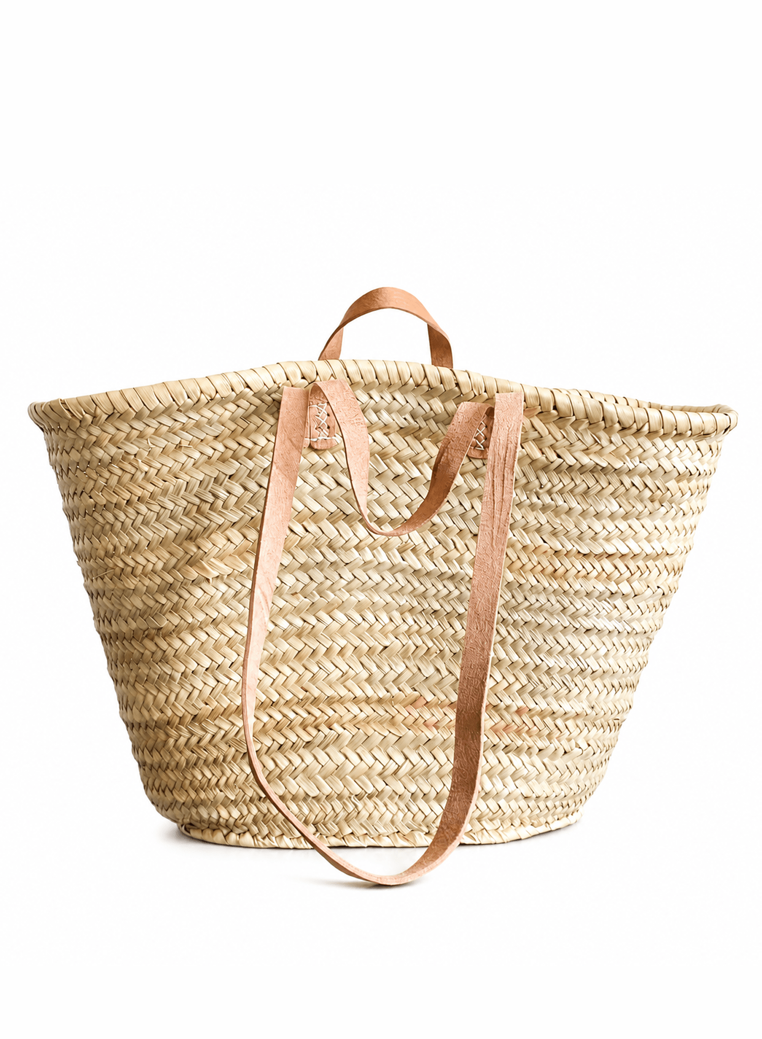 Straw Bag with Leather Handles - Meg
