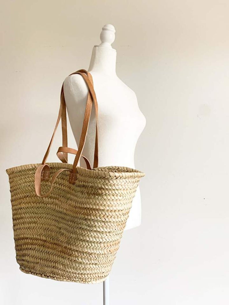 Straw Bag with Leather Handles - Meg