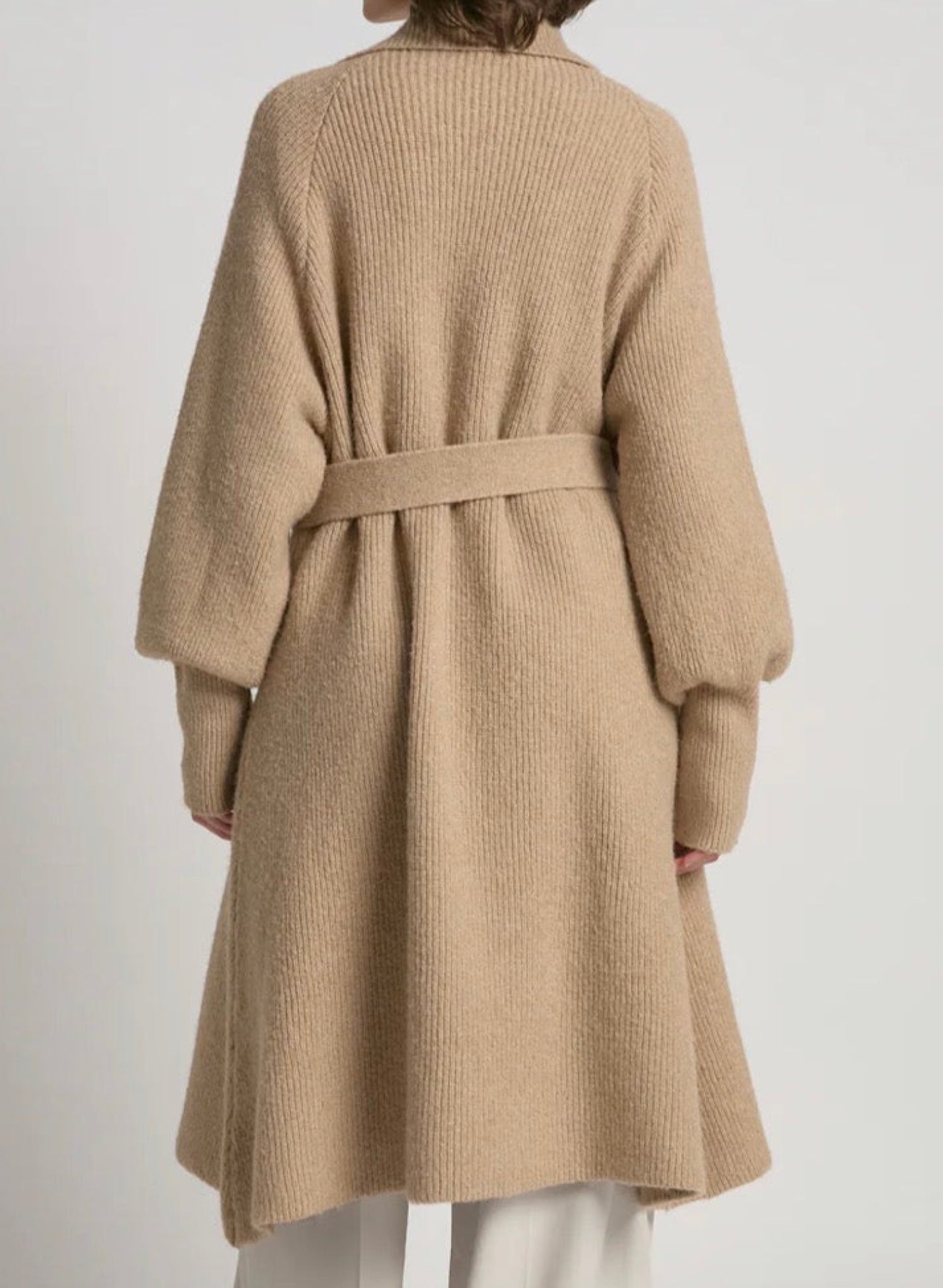 Trench cardigan coat or long sweater - Double-breasted - Camel Beige - Meg