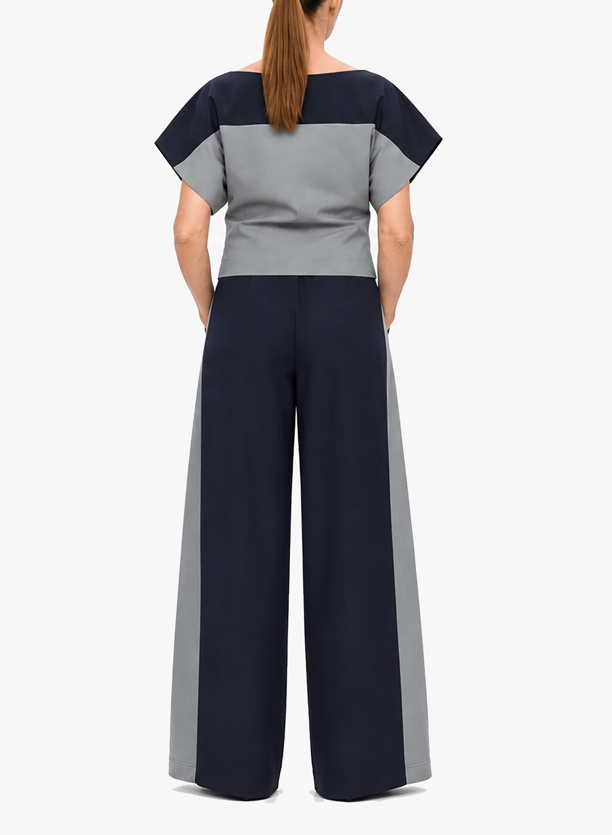 Two-Tone Top - Grey/Navy - Meg