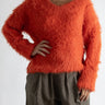 V - Neck Fuzzy Sweater - Flame - Meg