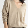 V - Neck Rib Knit Sweater - Tan - Meg