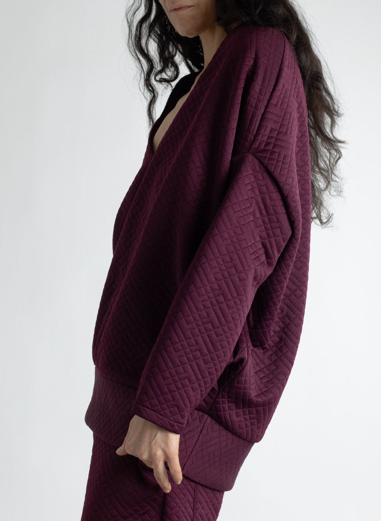 V - Neck Sweater - Burgundy - Meg