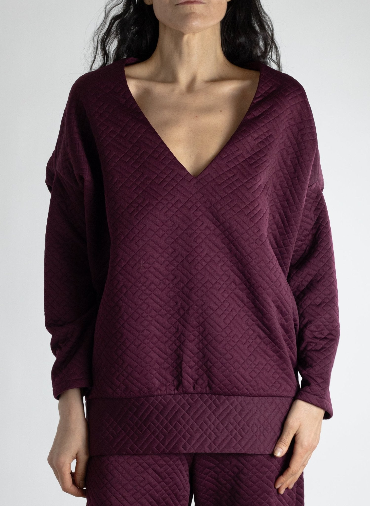 V - Neck Sweater - Burgundy - Meg