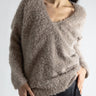 V - Neck Sweater - Nutmeg Sherpa - Meg