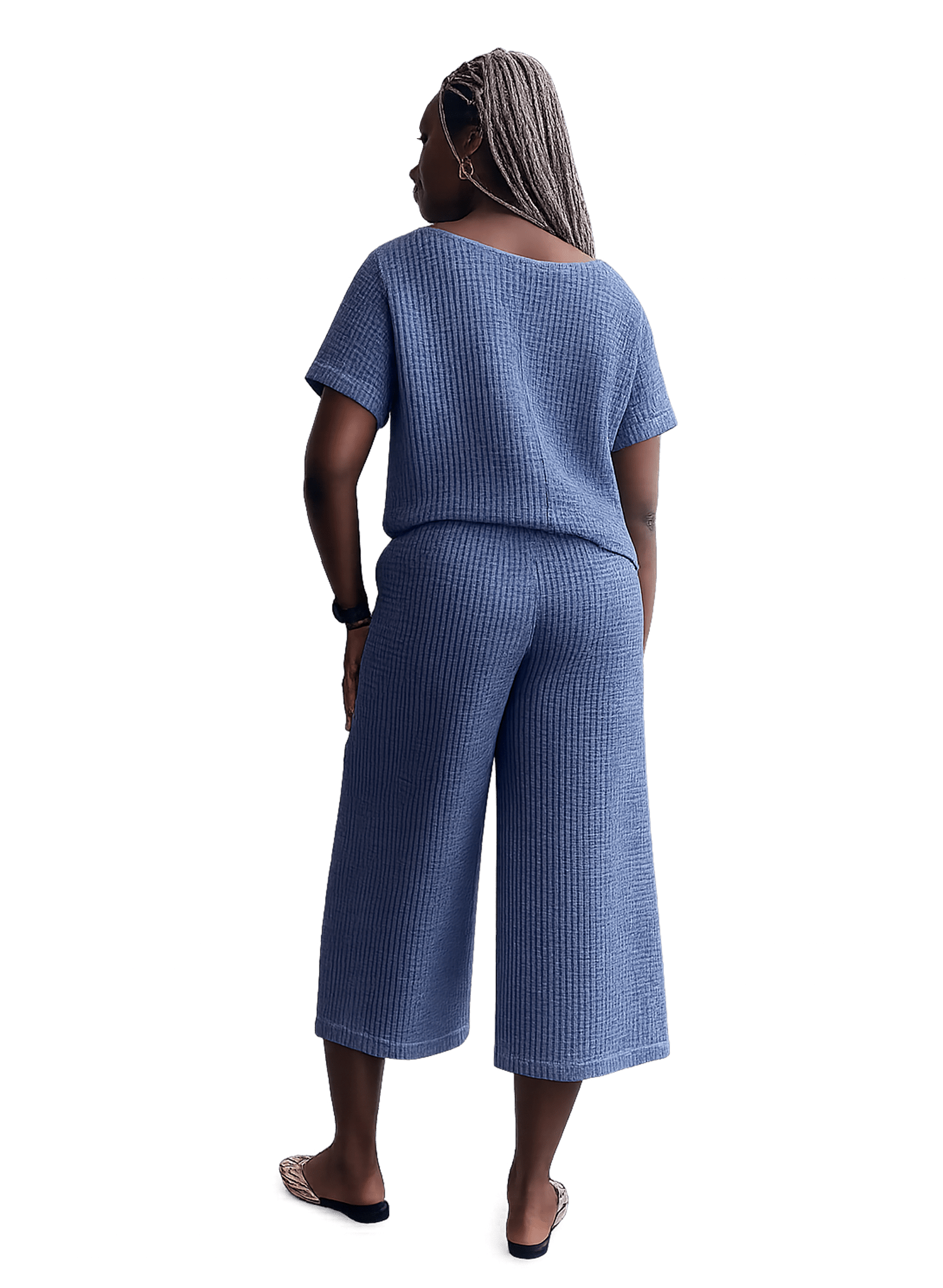 Wide Leg Jogger Pant - Steel Blue - Meg