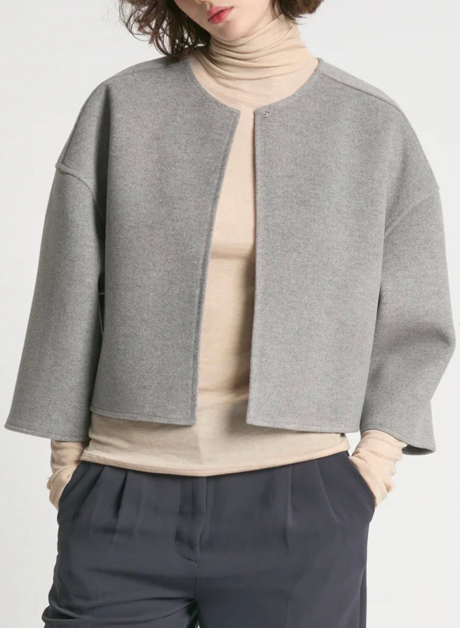 Cropped Grey Bolero Jacket - Meg