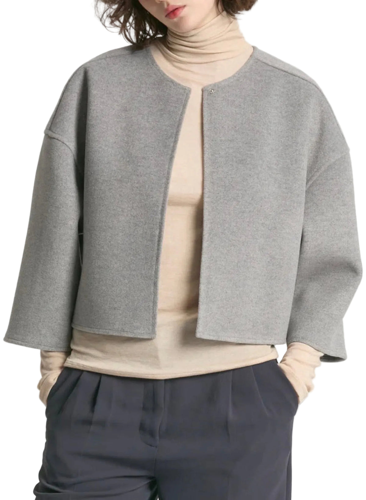 Cropped Grey Bolero Jacket - Meg