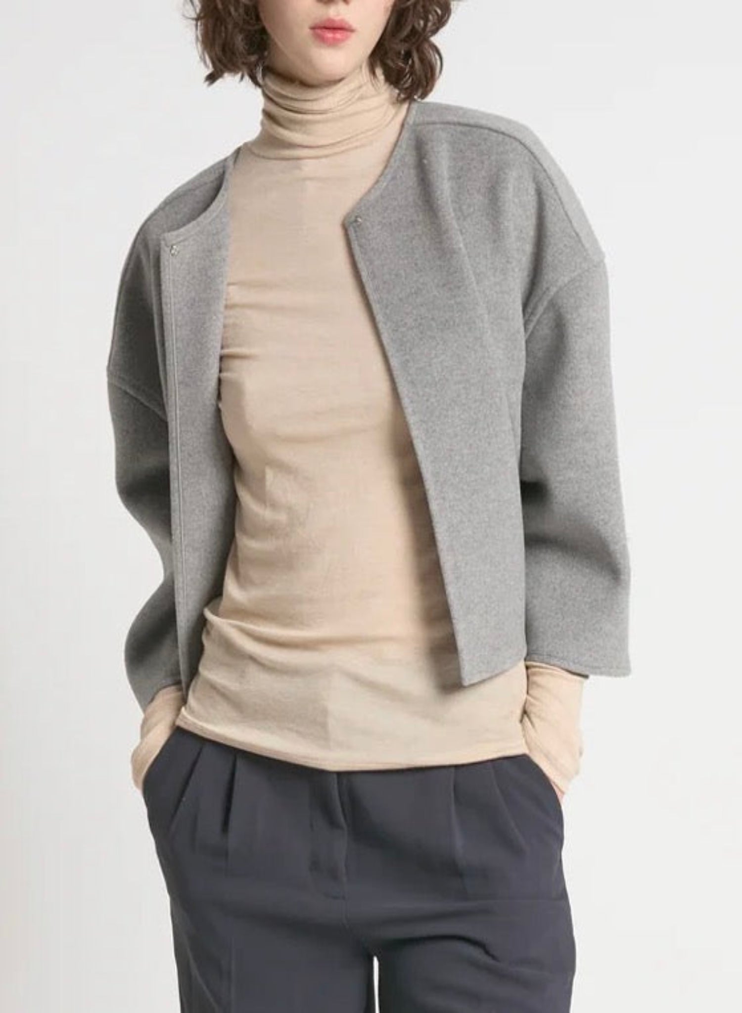 Cropped Grey Bolero Jacket - Meg