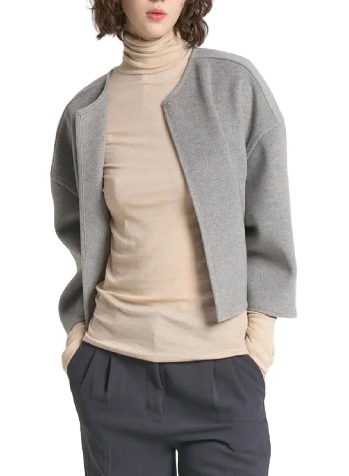 Cropped Grey Bolero Jacket - Meg