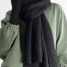 Wool Blend Rib Knit Scarf - Black - Meg