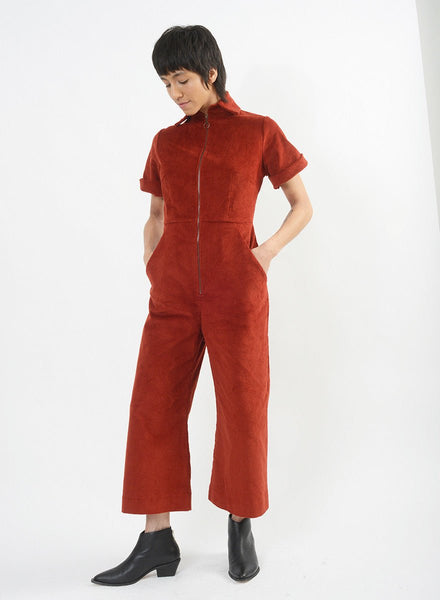 Cord Jumpsuit - Brick Red - S (RESALE ITEM) - Meg