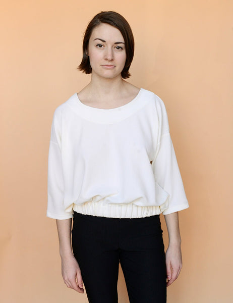 Elastic Sweater Top - Ivory - M (RESALE ITEM) - Meg