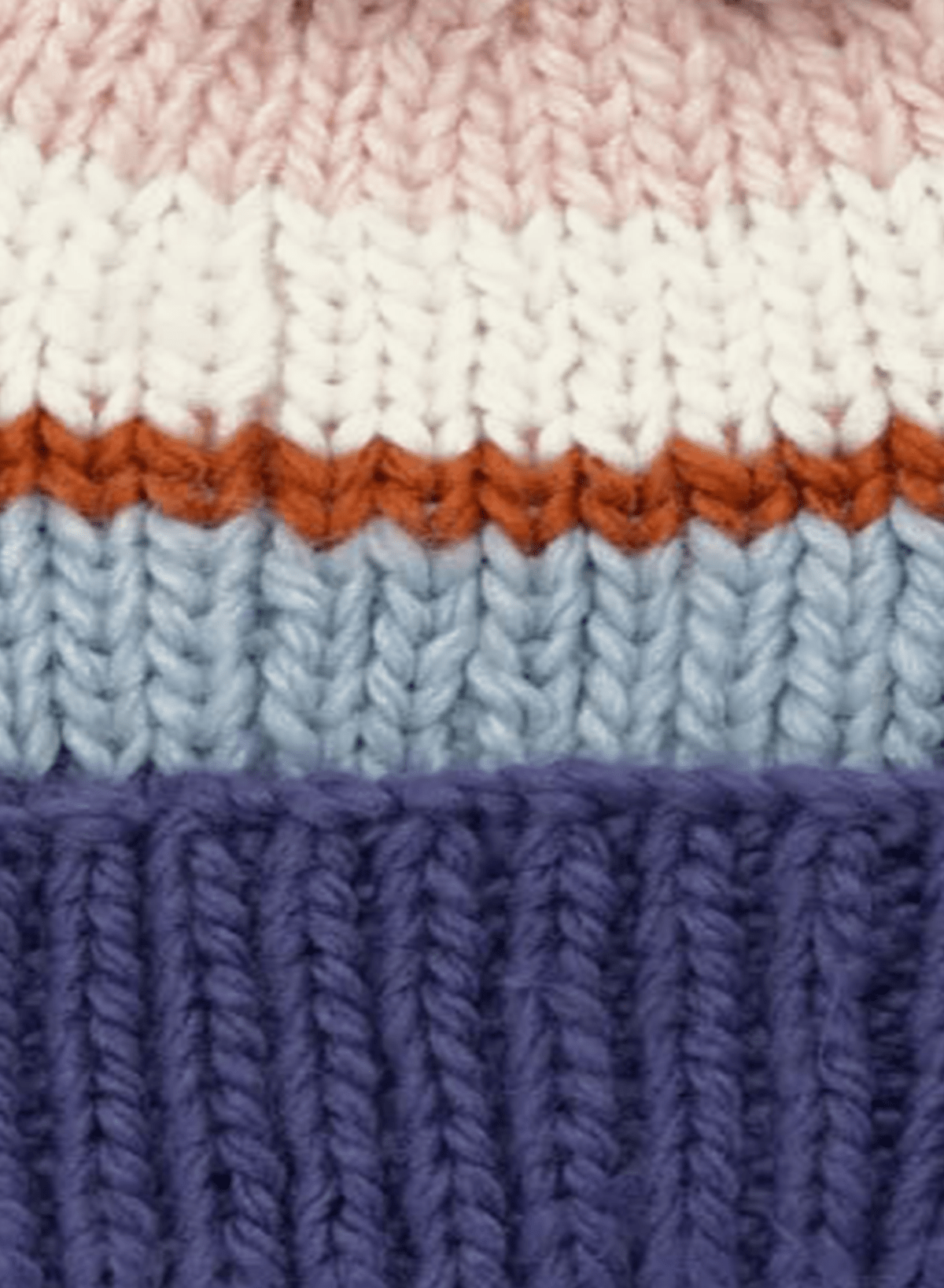 Hand Knitted Pom Pom Hat - Indigo Stripe - Meg