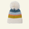 Hand Knitted Pom Pom Hat - Ivory Stripe - Meg