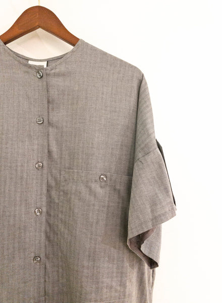 Herringbone Shirt Dress - Grey - XS/S (RESALE ITEM) - Meg