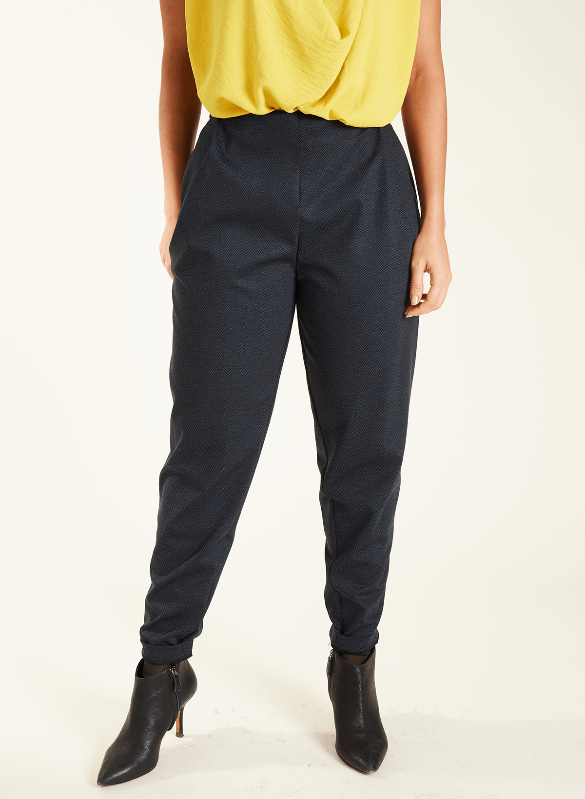 Long Cozy Pant - Navy Herringbone - Meg