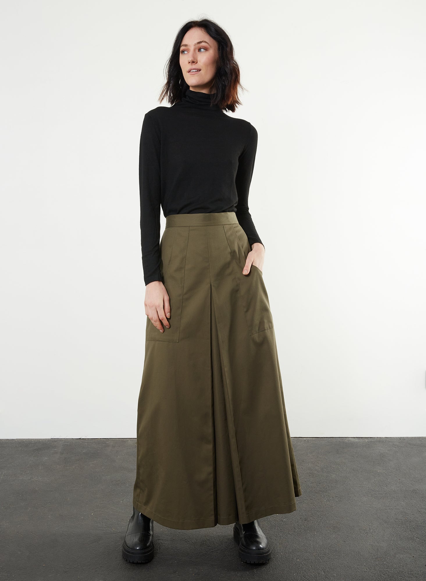 Long Inverted Pleat Skirt - Jalapeño - Meg