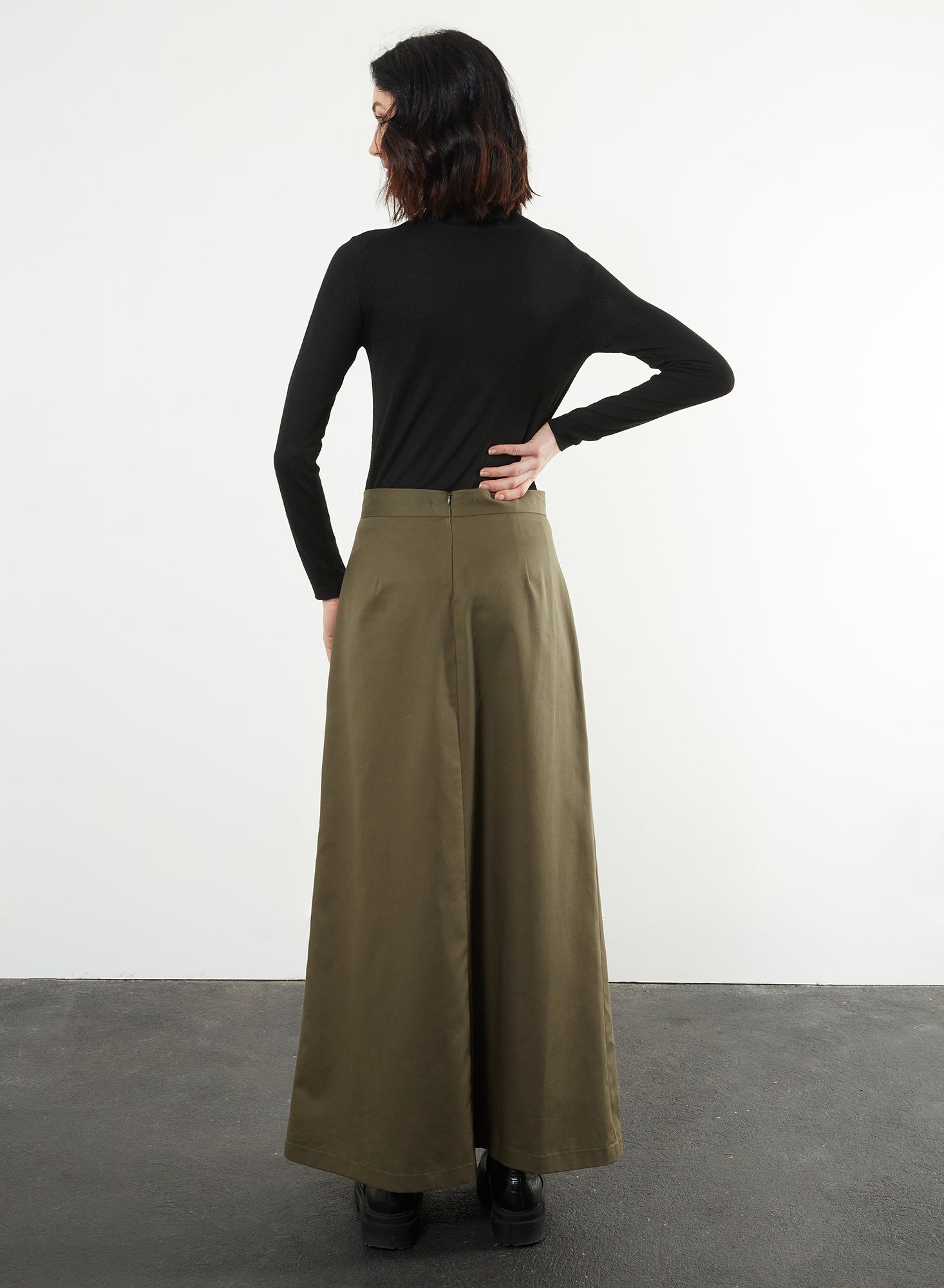 Long Inverted Pleat Skirt - Jalapeño - Meg