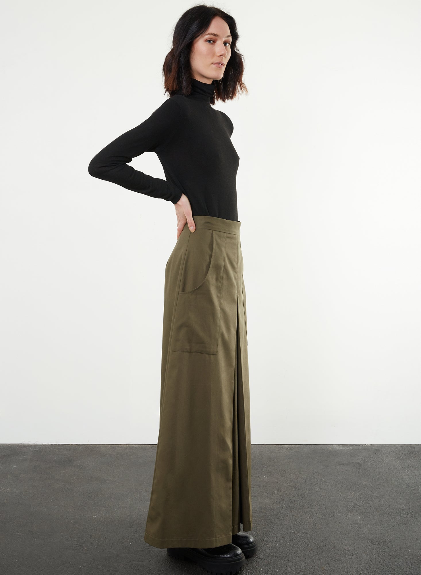 Long Inverted Pleat Skirt - Jalapeño - Meg