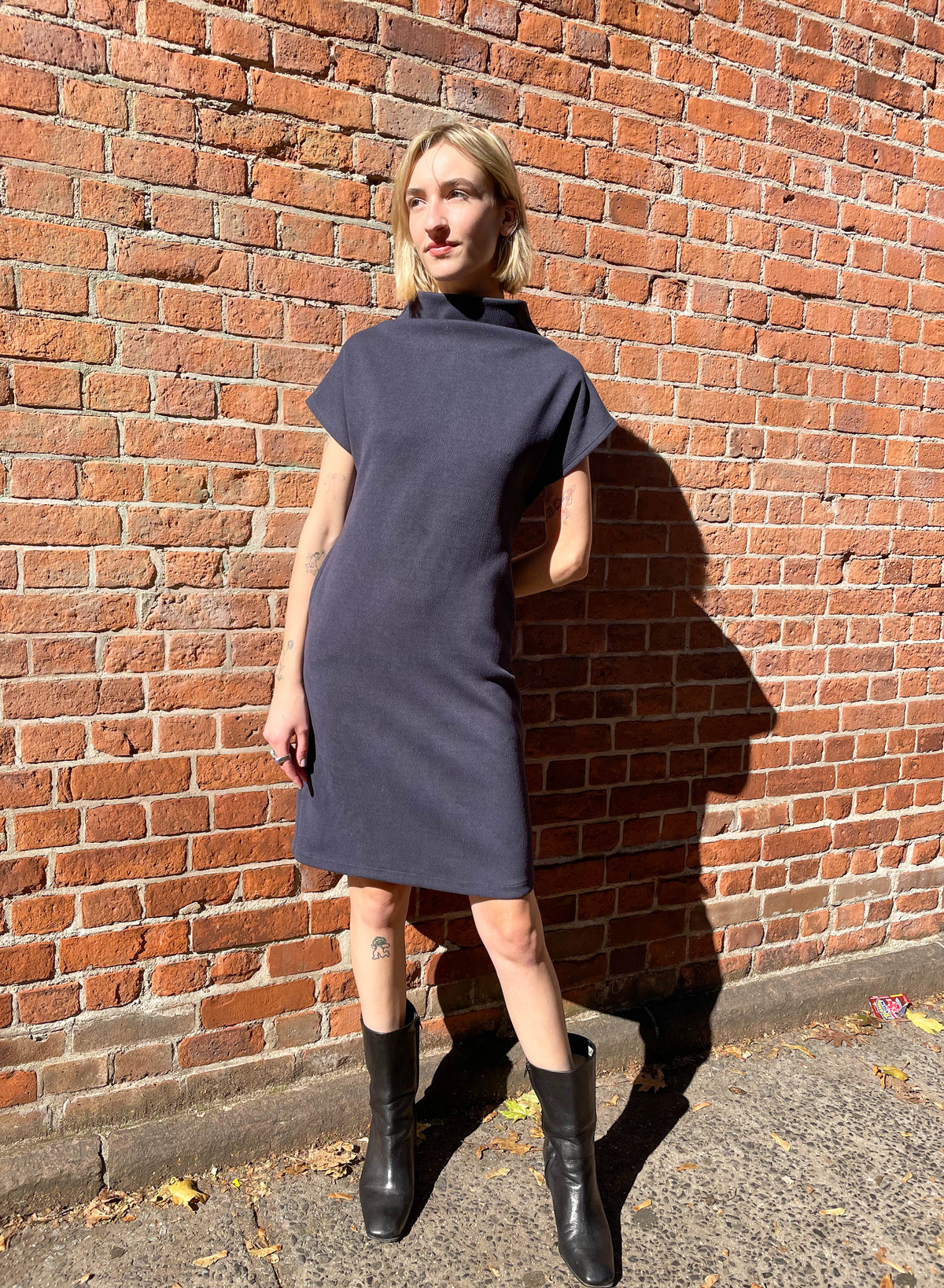 Mock Neck Dress - Navy - XS (RESALE ITEM) - Meg
