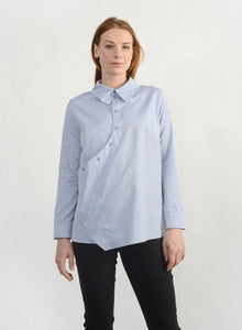 Oxford Faux Wrap Shirt - Blue - S (RESALE ITEM) - Meg