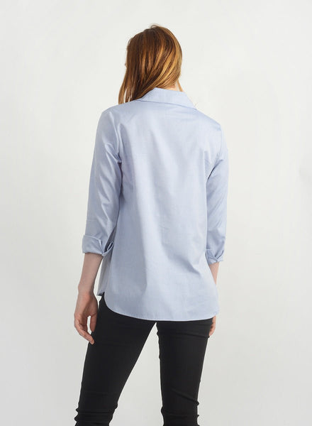 Oxford Faux Wrap Shirt - Blue - S (RESALE ITEM) - Meg
