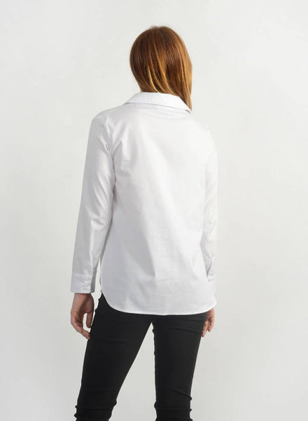 Oxford Faux Wrap Shirt - White - S - (RESALE ITEM) - Meg