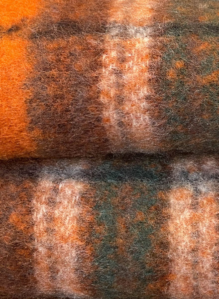 Plaid Fringe Scarf - Orange - Meg