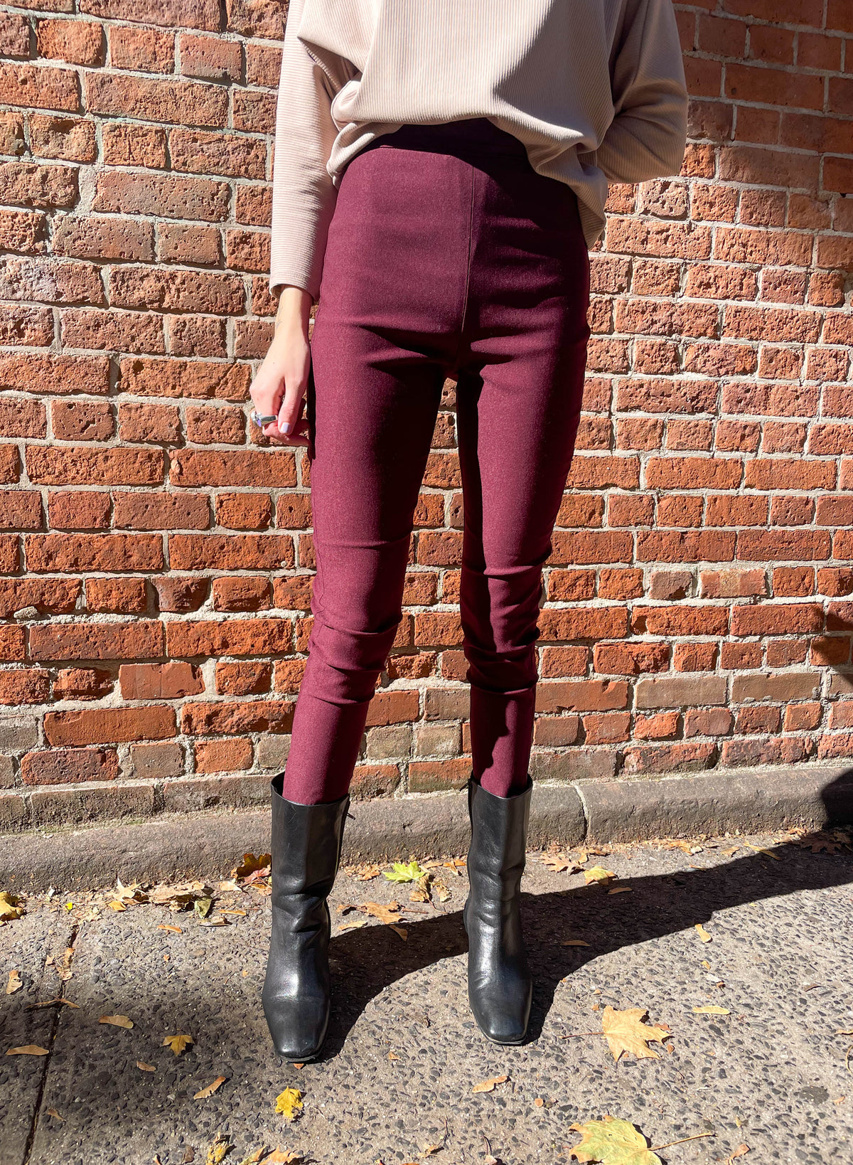 Side Zip Skinny Pant - Burgundy - XS (RESALE ITEM) - Meg