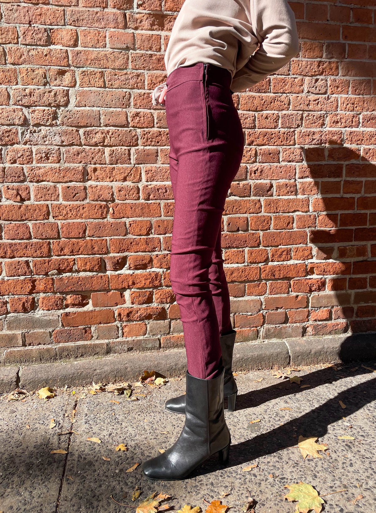 Side Zip Skinny Pant - Burgundy - XS (RESALE ITEM) - Meg