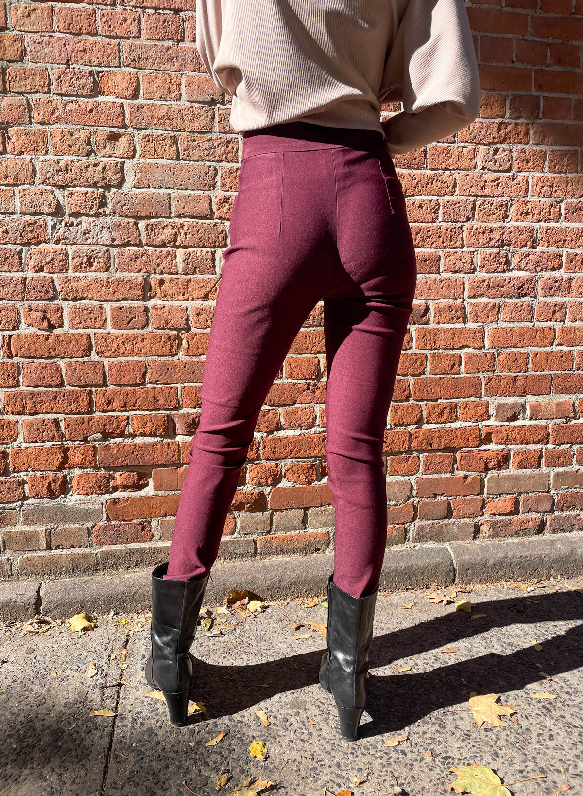 Side Zip Skinny Pant - Burgundy - XS (RESALE ITEM) - Meg