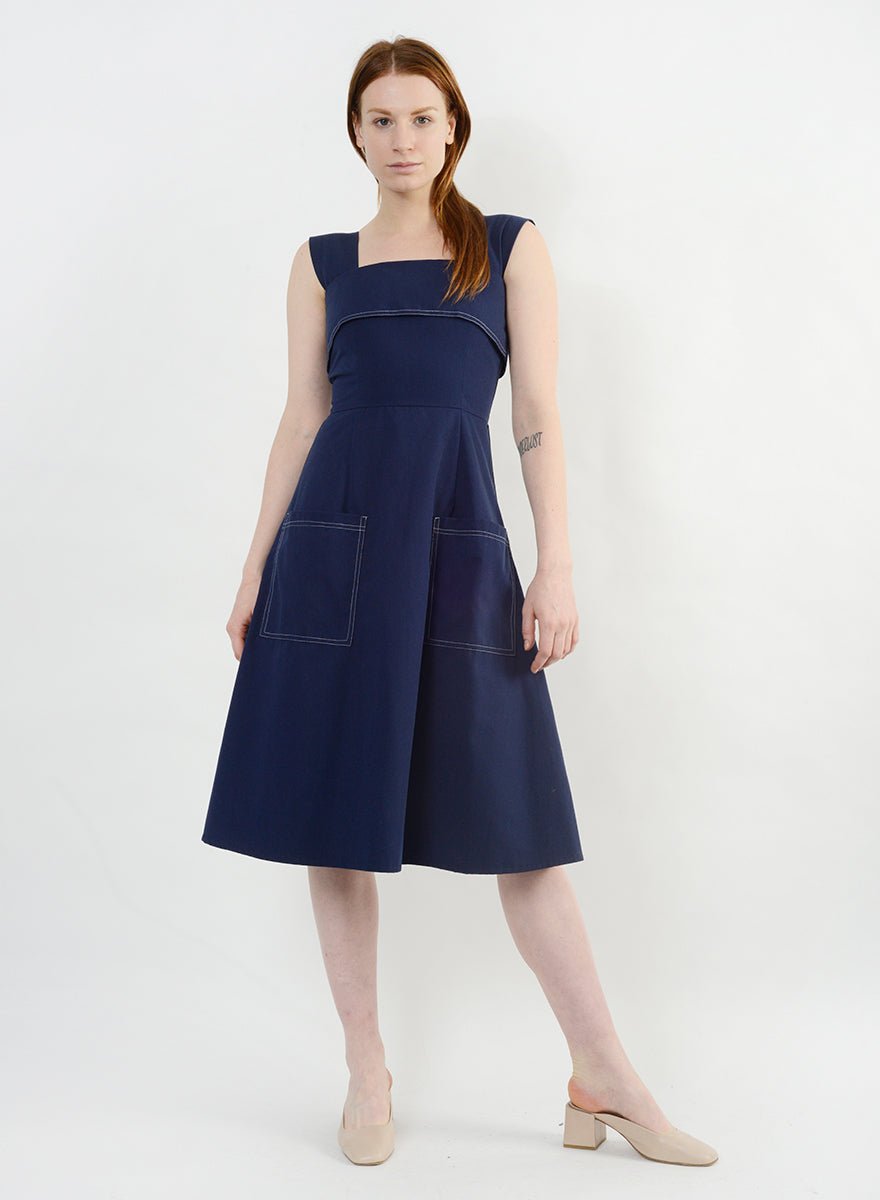Stitched Picnic Dress - Navy - M (RESALE ITEM) - Meg