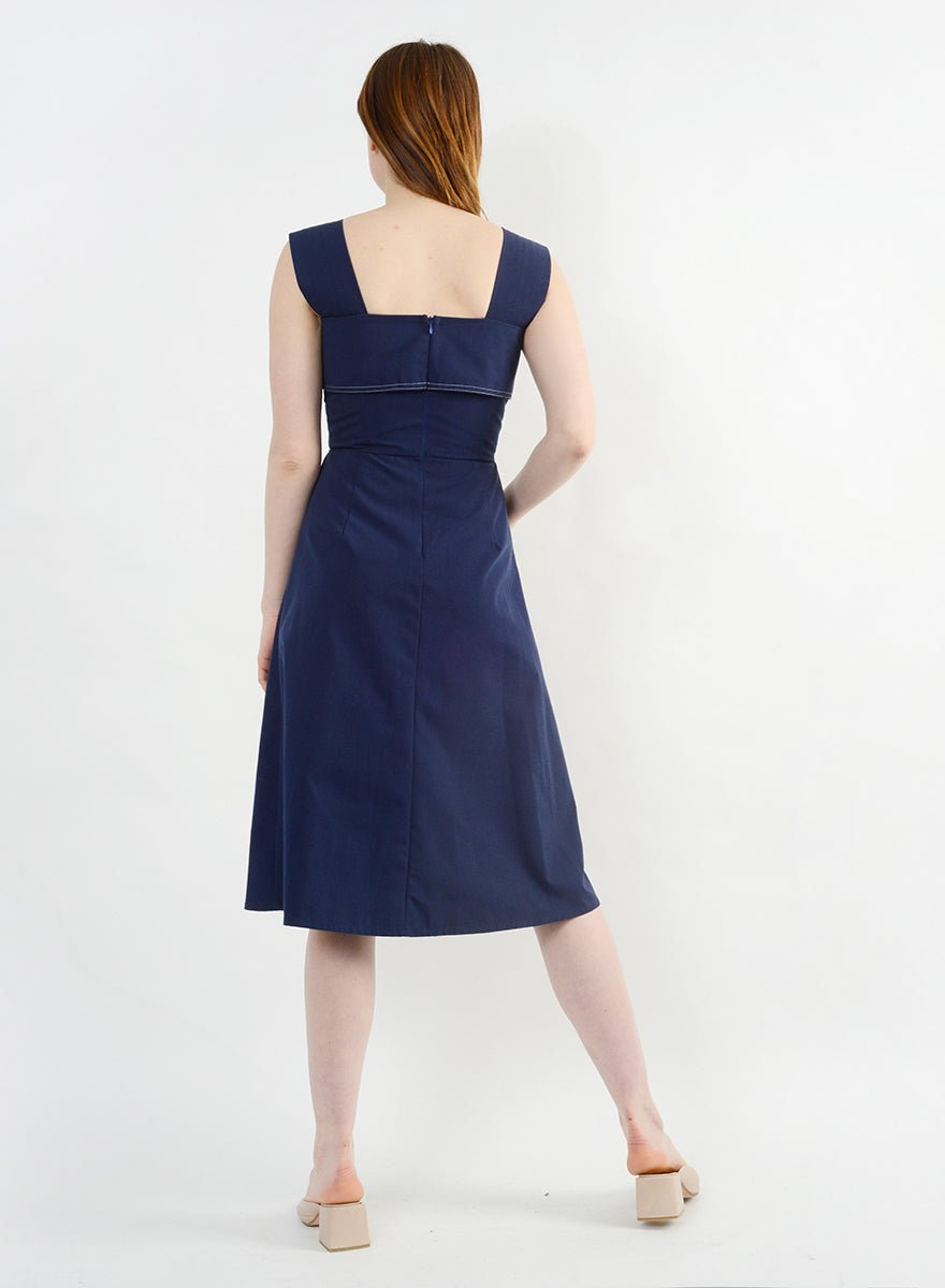 Stitched Picnic Dress - Navy - M (RESALE ITEM) - Meg